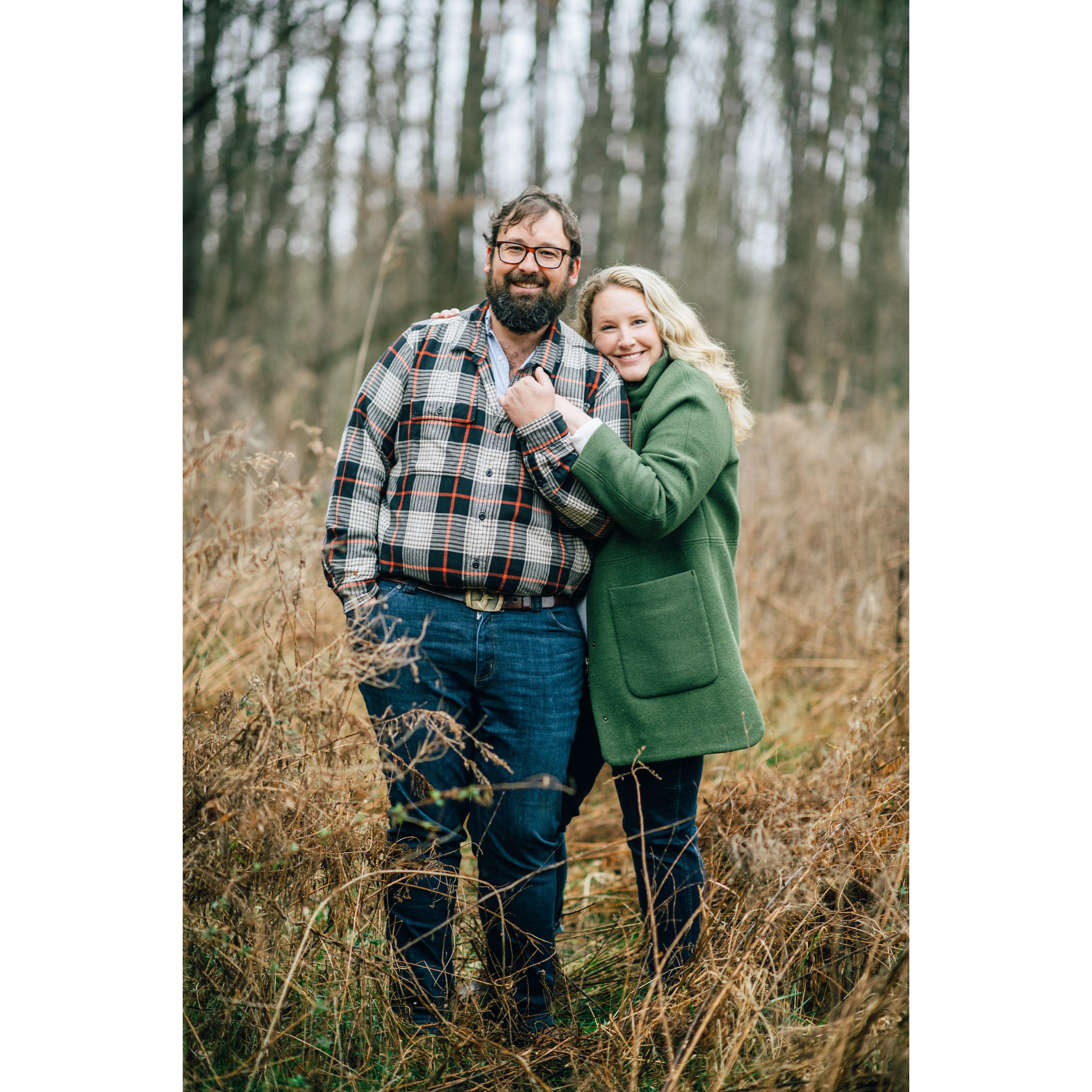 We took our engagement photos on the same trail where we walked on our first date.