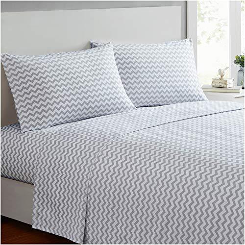 Mellanni Bed Sheet Set - Brushed Microfiber 1800 Bedding - Wrinkle, Fade, Stain Resistant - 4 Piece (Queen, Chevron Gray)