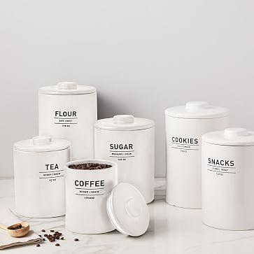 Utility Stoneware Kitchen Canisters - White - Tea Canister
