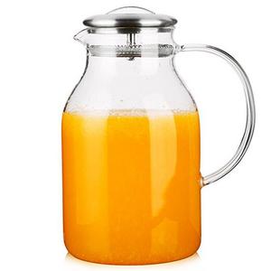 Hiware 68 Ounces Glass Pitcher with Lid and Spout - High Heat Resistance Stovetop Safe Pitcher for Hot/Cold Water & Iced Tea