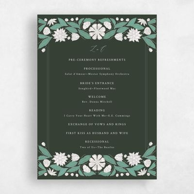 Deep Forest, Green Wedding Program - Juliet