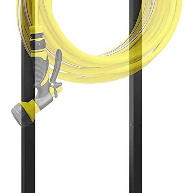 SHOMEXTOL Garden Hose Holder -Upgraded Water Hose Holder Holds 150-feet Hose,Freestanding Heavy Duty Hose Hanger,Sturdy Hose Stand and Hose Storage Rack for Lawn & Yard,Black