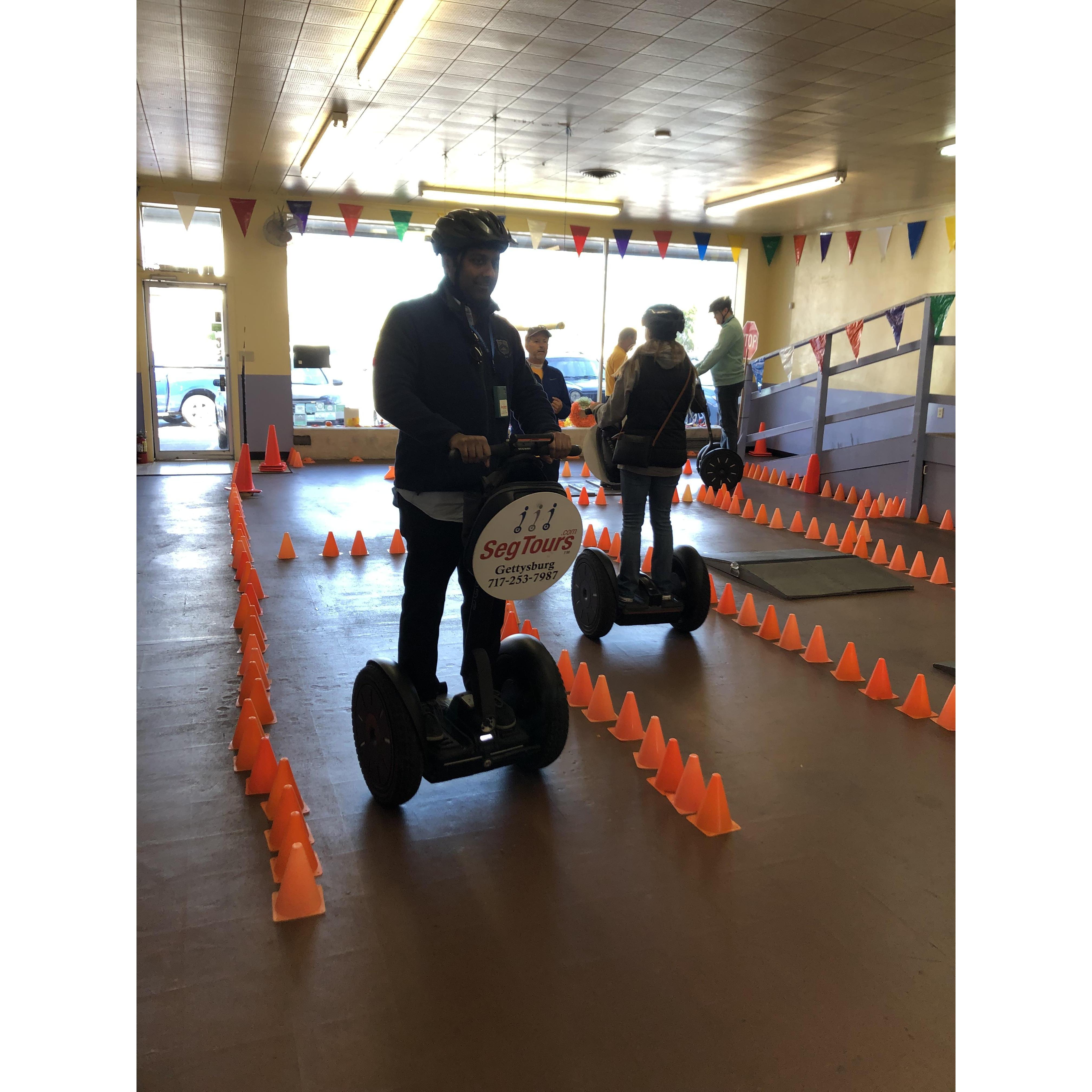 On a Segway tour at Amar's favorite place...Rupsha struggled with this beast of a machine.