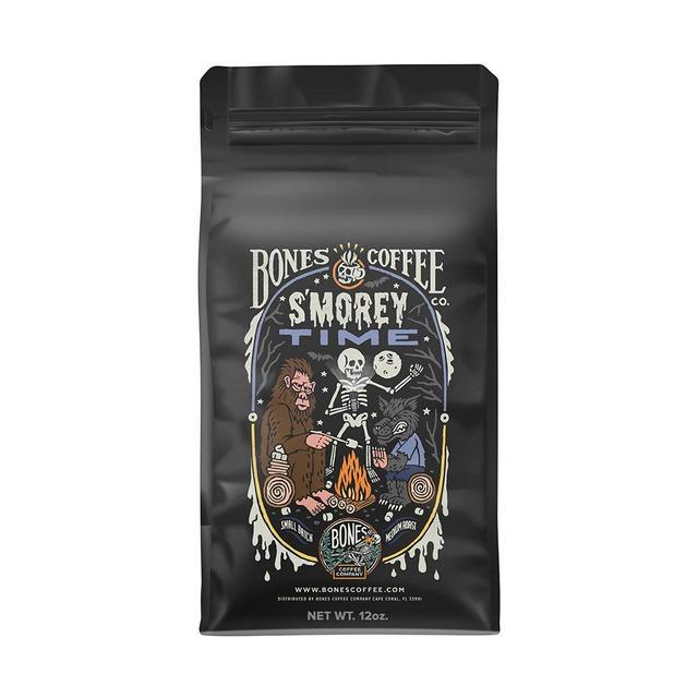 Bones Coffee Company Flavored Coffee Beans, S'morey Time Whole Bean Coffee for Cold Brew Coffee, Low Acid Medium Roast S'mores Flavored Gourmet Coffee Beans (Whole Bean)