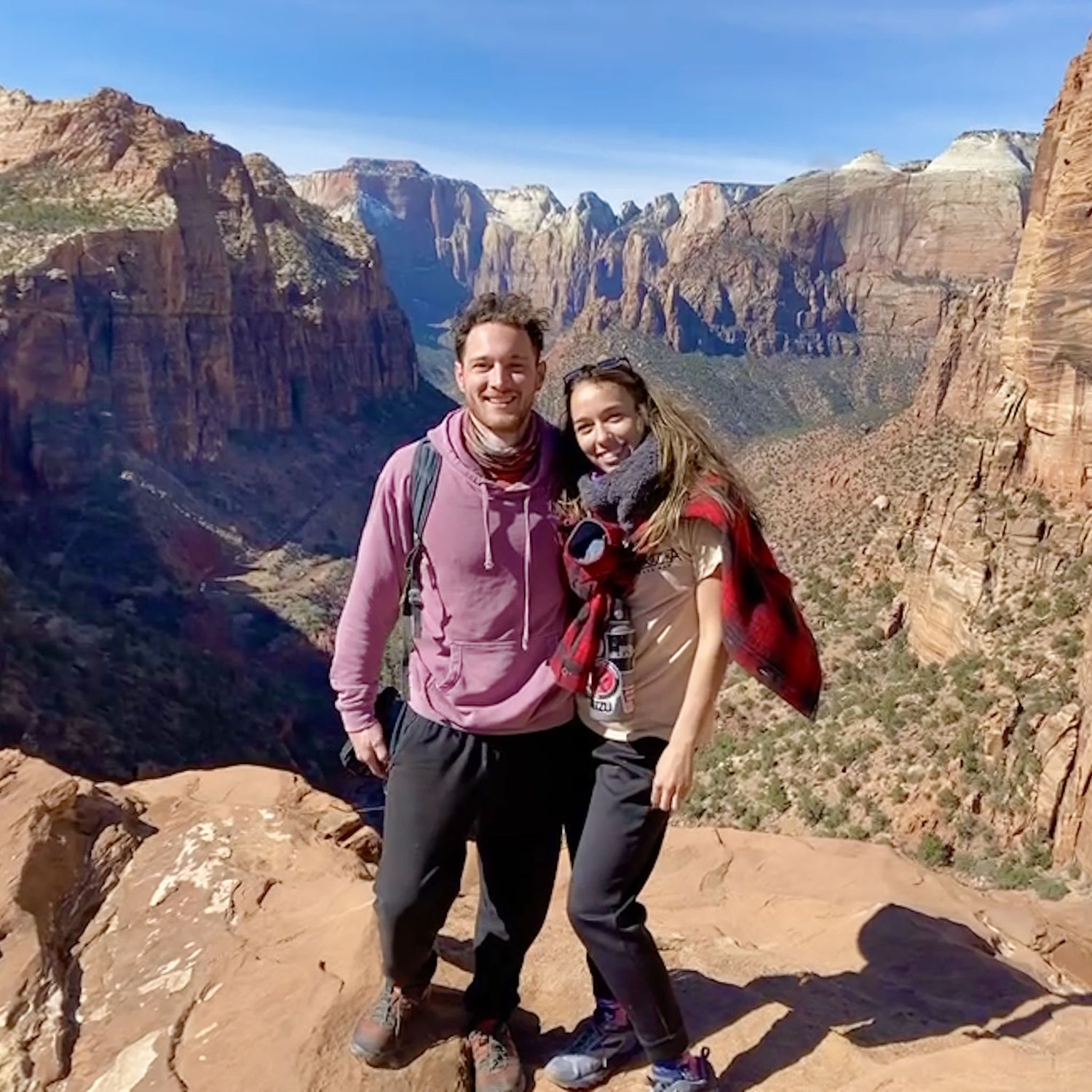 Our first picture ever taken together! We impulsively camped in Utah and went to Zion National Park.
