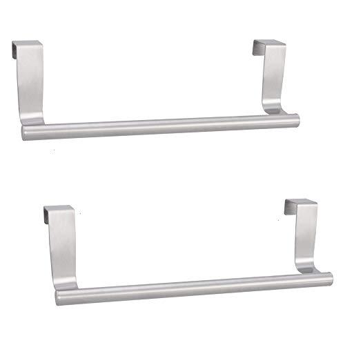Mosuch Stainless Steel Over Door Towel Rack Bar Holders for Universal Fit on Cabinet Cupboard Doors Pack of 2