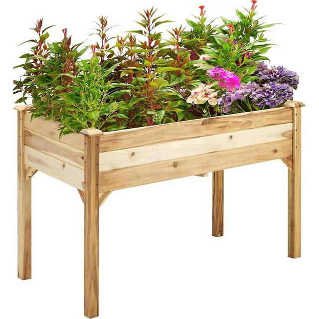 PrimeZone 48 x 24 x 30 in Acacia Wood Raised Garden Bed - Elevated Planter Box with Legs, Plant Stand Outdoor for Herbs, Vegetables, Flowers in Backyard, Patio, Balcony, Gardening, 700lb