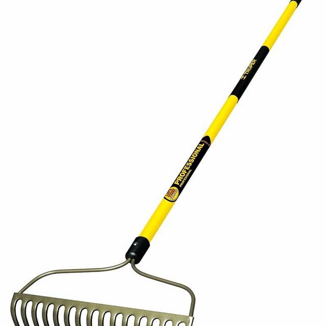Truper 31379 Tru Pro Welded Bow Rake with Fiberglass Handle, 10-Inch Grip, 60-Inch