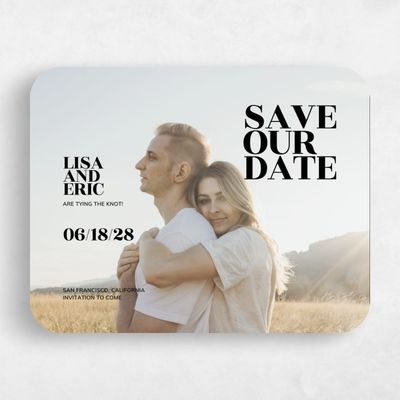Black Rounded Wedding Save the Date - Braunfels Portrait