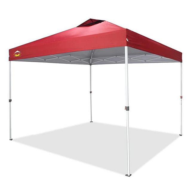 CROWN SHADES Patented 10ft x 10ft Outdoor Pop up Portable Shade Instant Folding Canopy with Carry Bag, Red