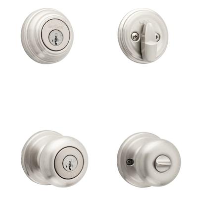 Kwikset  Signatures Juno Satin Nickel Smartkey Single-cylinder deadbolt Keyed Entry Door Knob Combo Pack