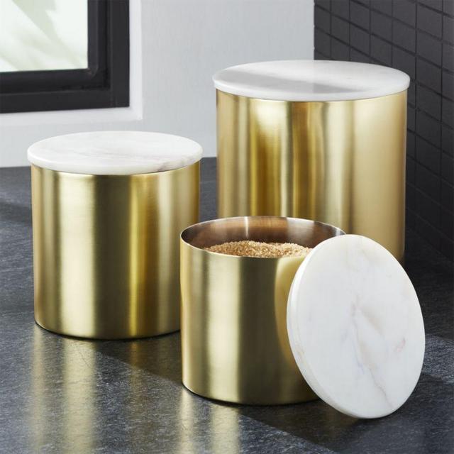 Thompson Gold/Marble Canisters