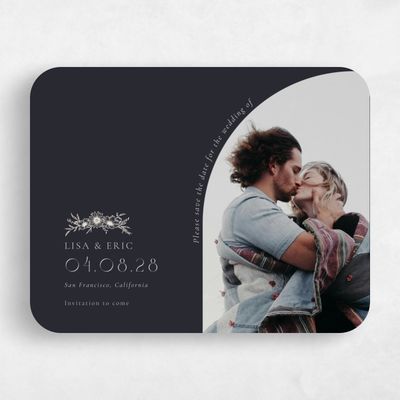 Black Rounded Wedding Save the Date - Wiosna Photo