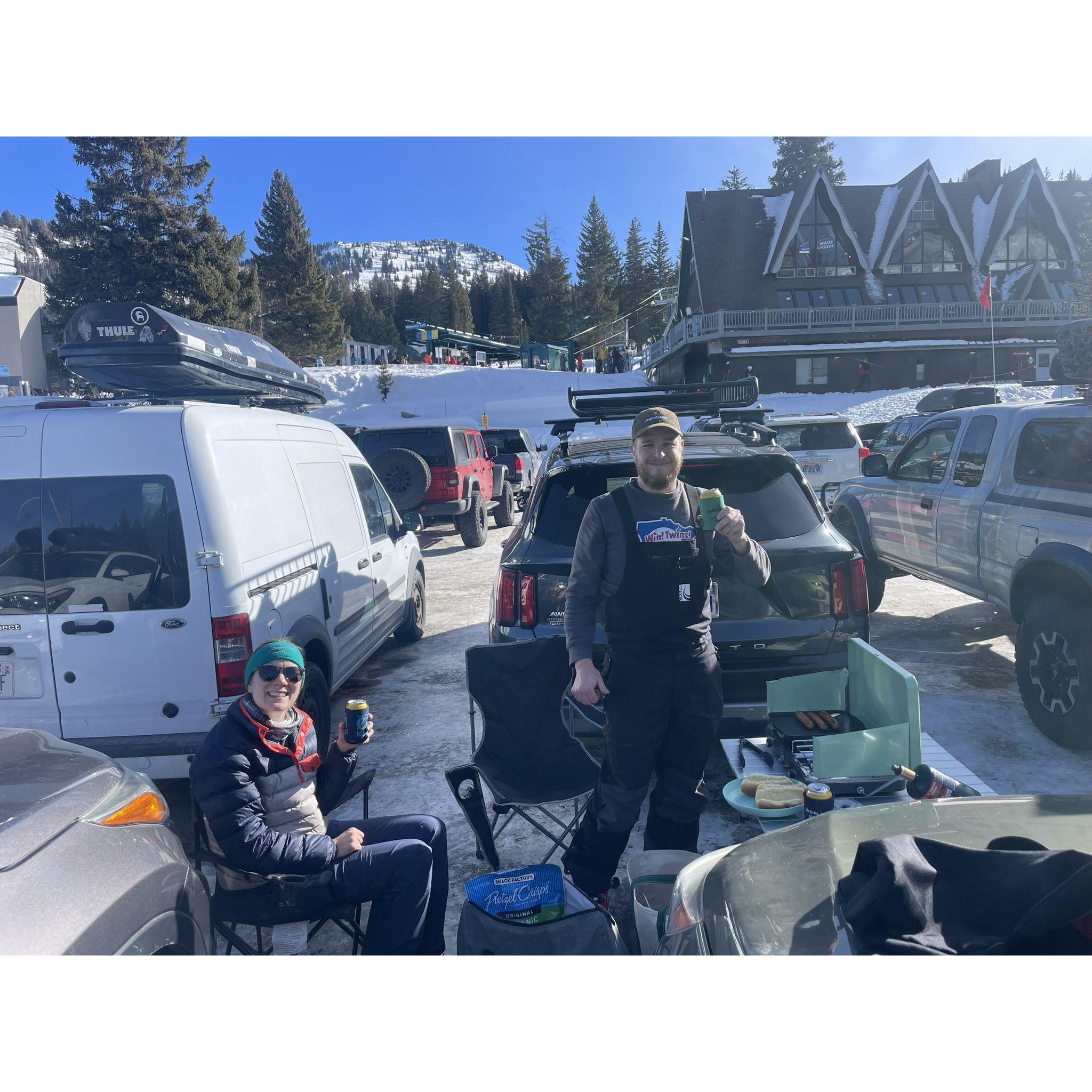 One of our favorite winter activities - mid ski day tail gating at Brighton Ski Resort