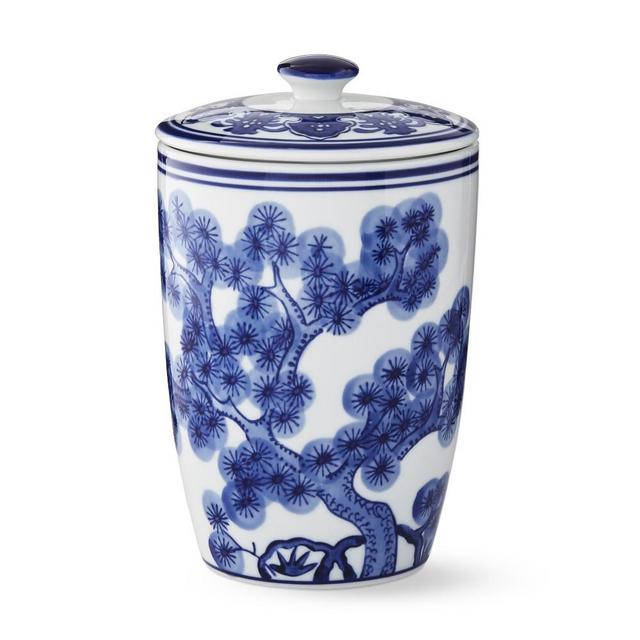 Blue and White Ceramic Bath Canister, Large