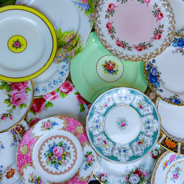 Bulk Mix and Match Vintage English China Plates 8, 12, 24, 36+ for tea parties, teacups & more, made in england, USA tariffs/duty included