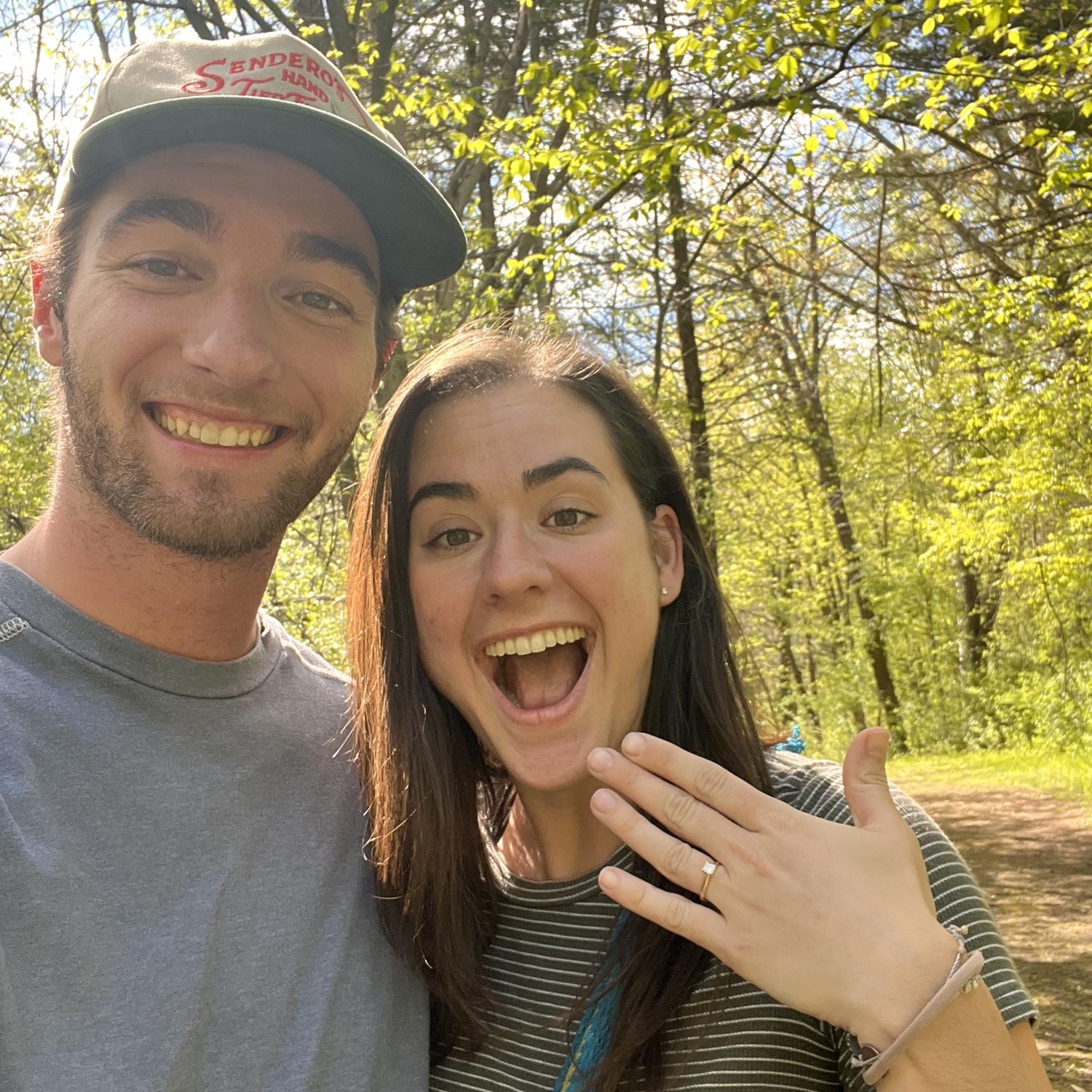 WE'RE ENGAGED!!!!!  under the oak tree. while morel hunting. it was perfect.