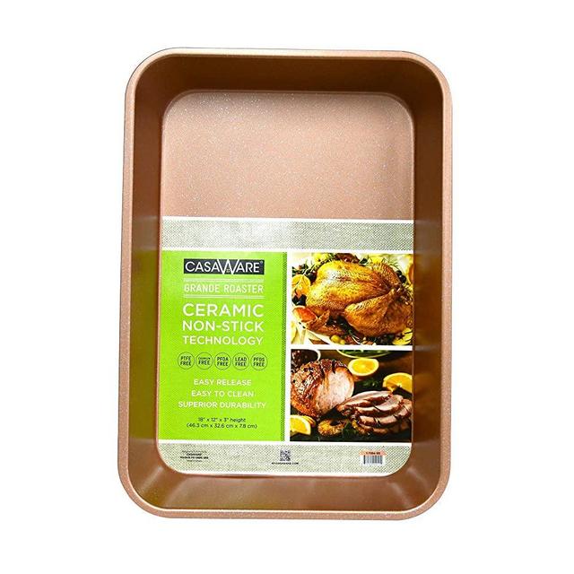 casaWare Grande Lasagna/Roaster Pan 18 x 12 x 3-Inch - Extra Large, Ceramic Coated NonStick (Rose Gold Granite)