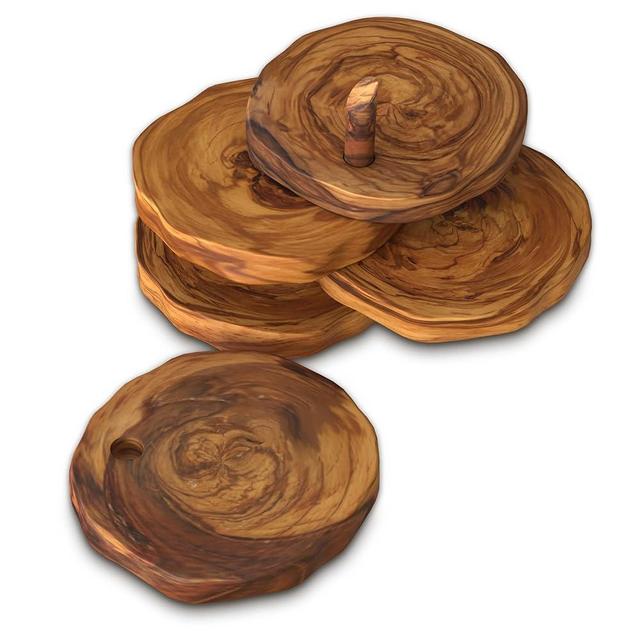 The Live Edge - Olive Wood Table Coasters for Drinks 6 Coaster Set with Holder | Rustic Coasters for Coffee Table | Wooden Coaster Holder | Coaster for Office Desk | Bar Coasters | Vintage Coasters