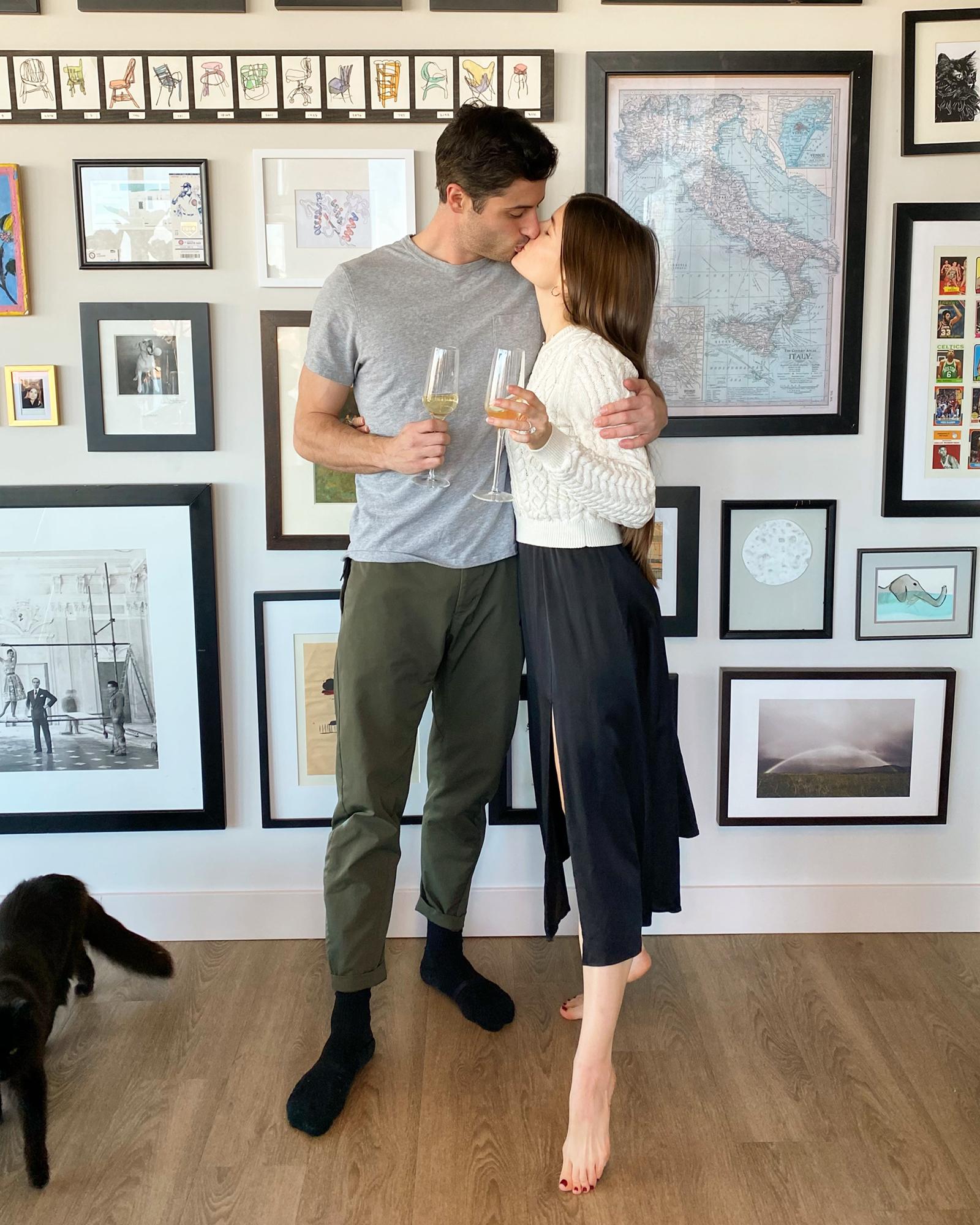 Tom’s sister was waiting with champagne they got home.