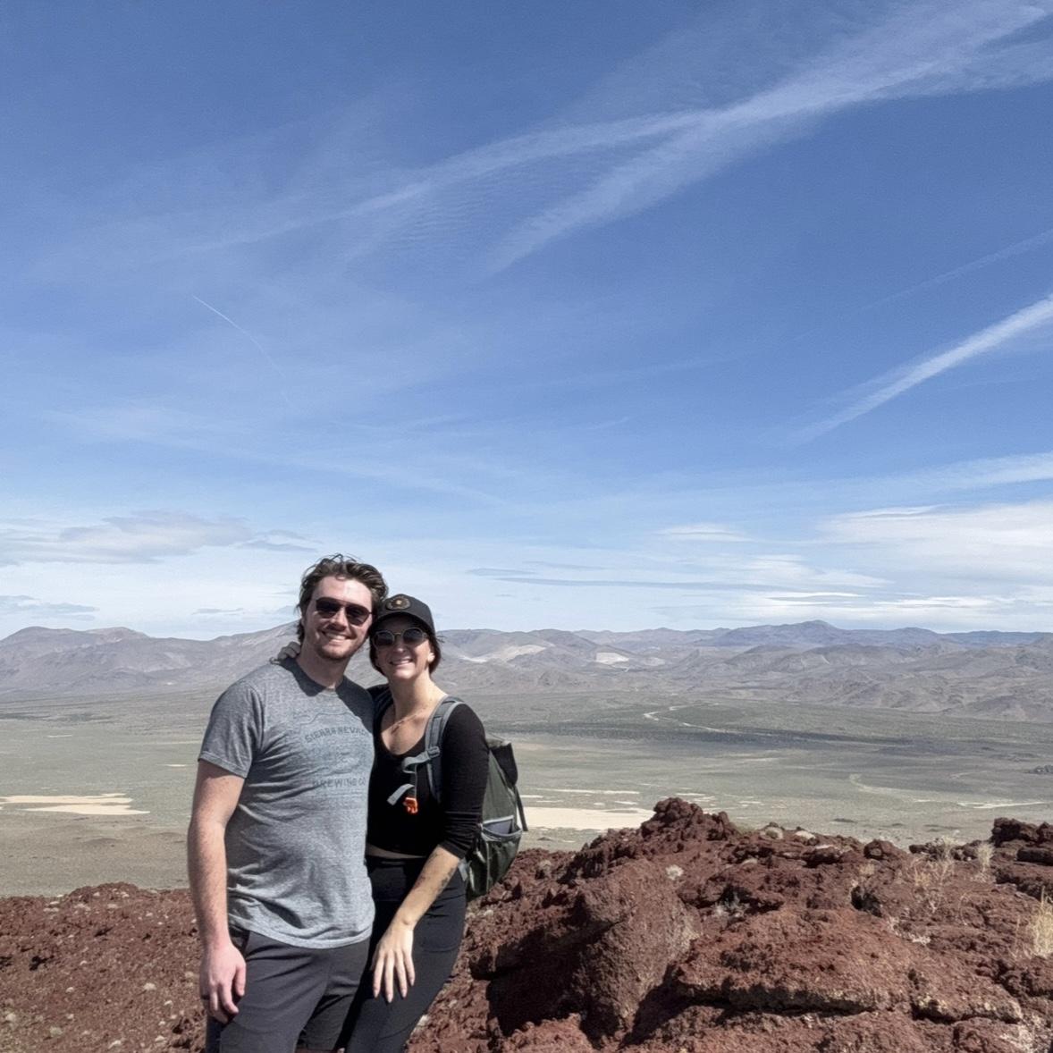 a few hours before our engagement, on top of Coso Volcano ♡
