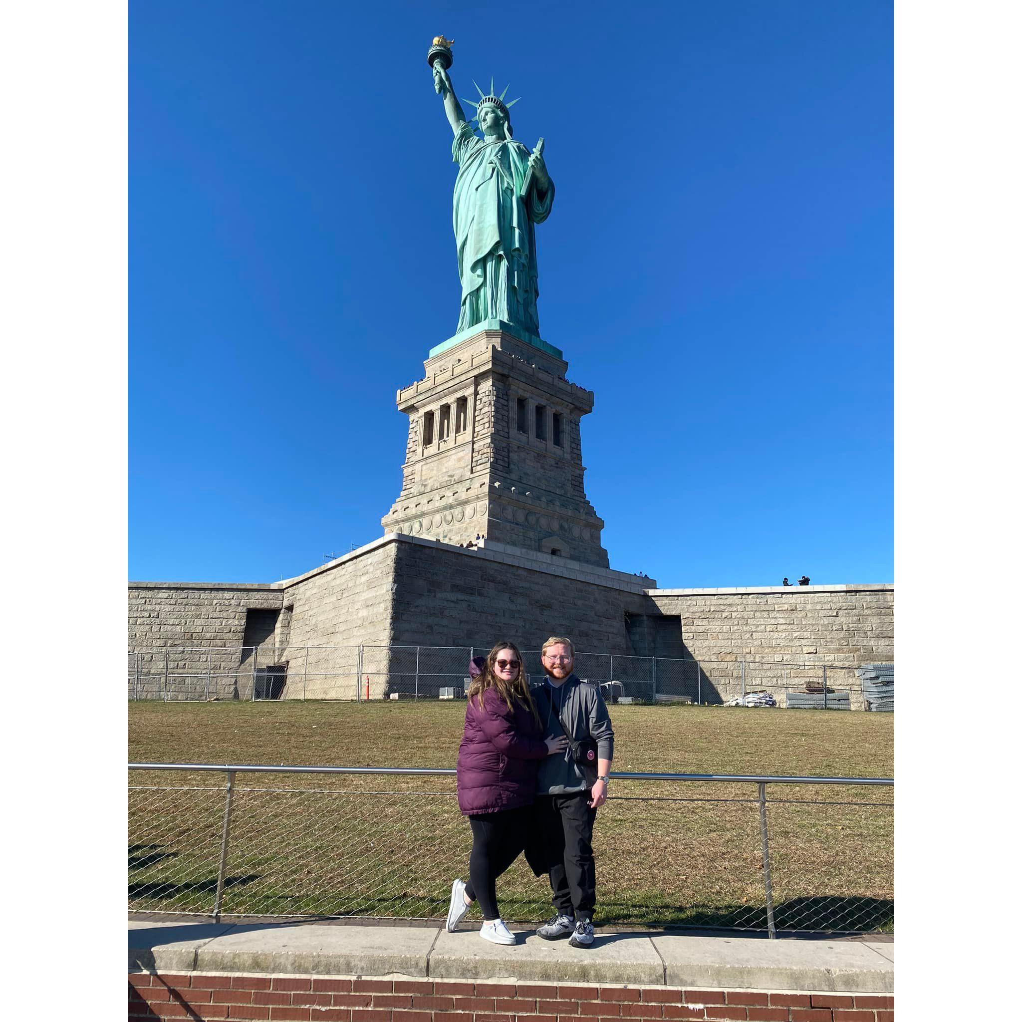 In front of the Statue of Liberty in New York!
