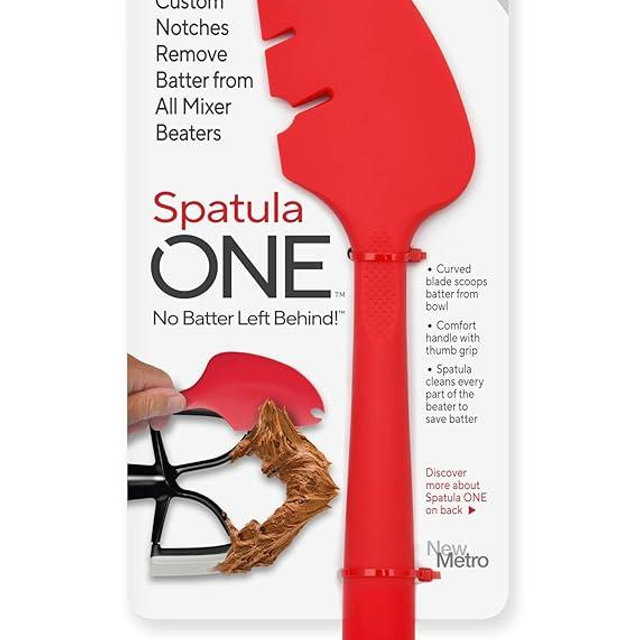 Silicone Spatula ONE Mixer Beater Scraper and Spatula, Cherry Red