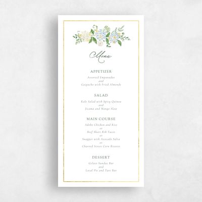 White Standard Wedding Menu - Speranza Foil