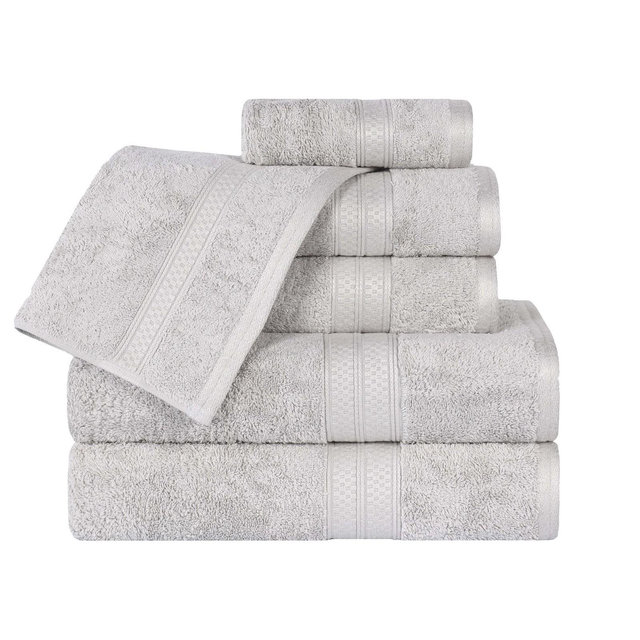 6 Piece Rayon from Bamboo Cotton Blend Towel Set, Soft and Absorbent , Chrome - Blue Nile Mills