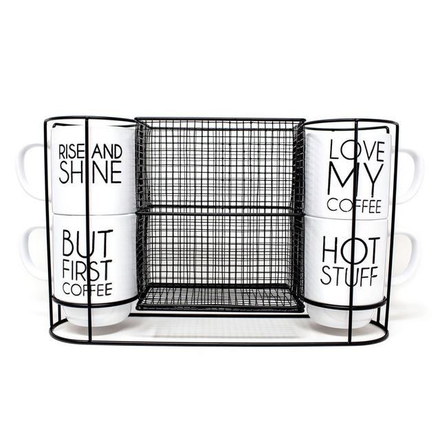 5-Piece Stacking Mug and Rack Set