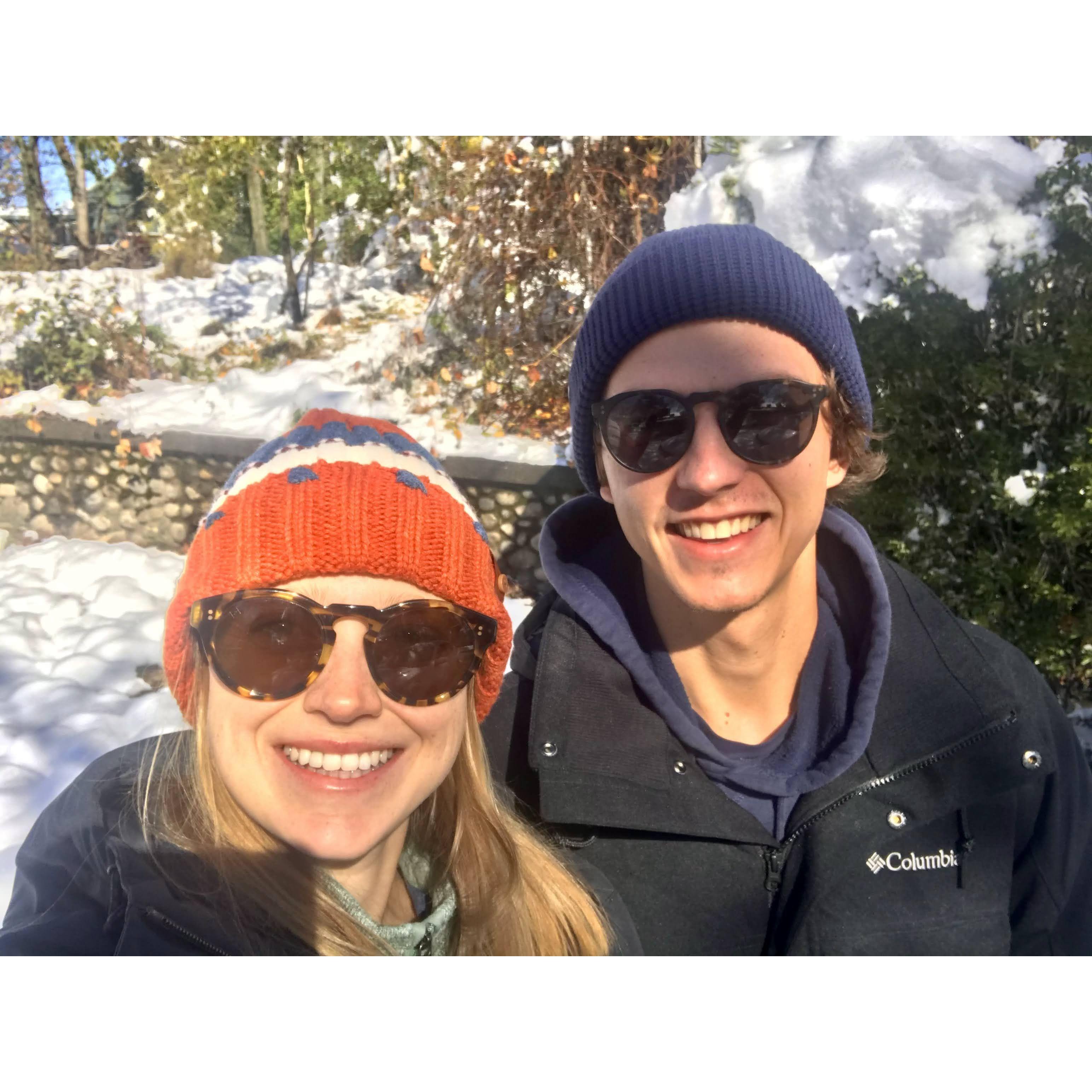 Outside our house enjoying the snow