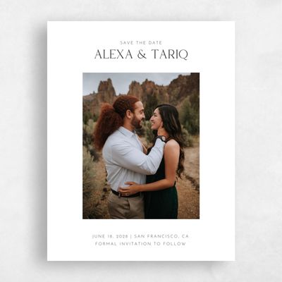 White Wedding Save the Date - Sharpe Portrait