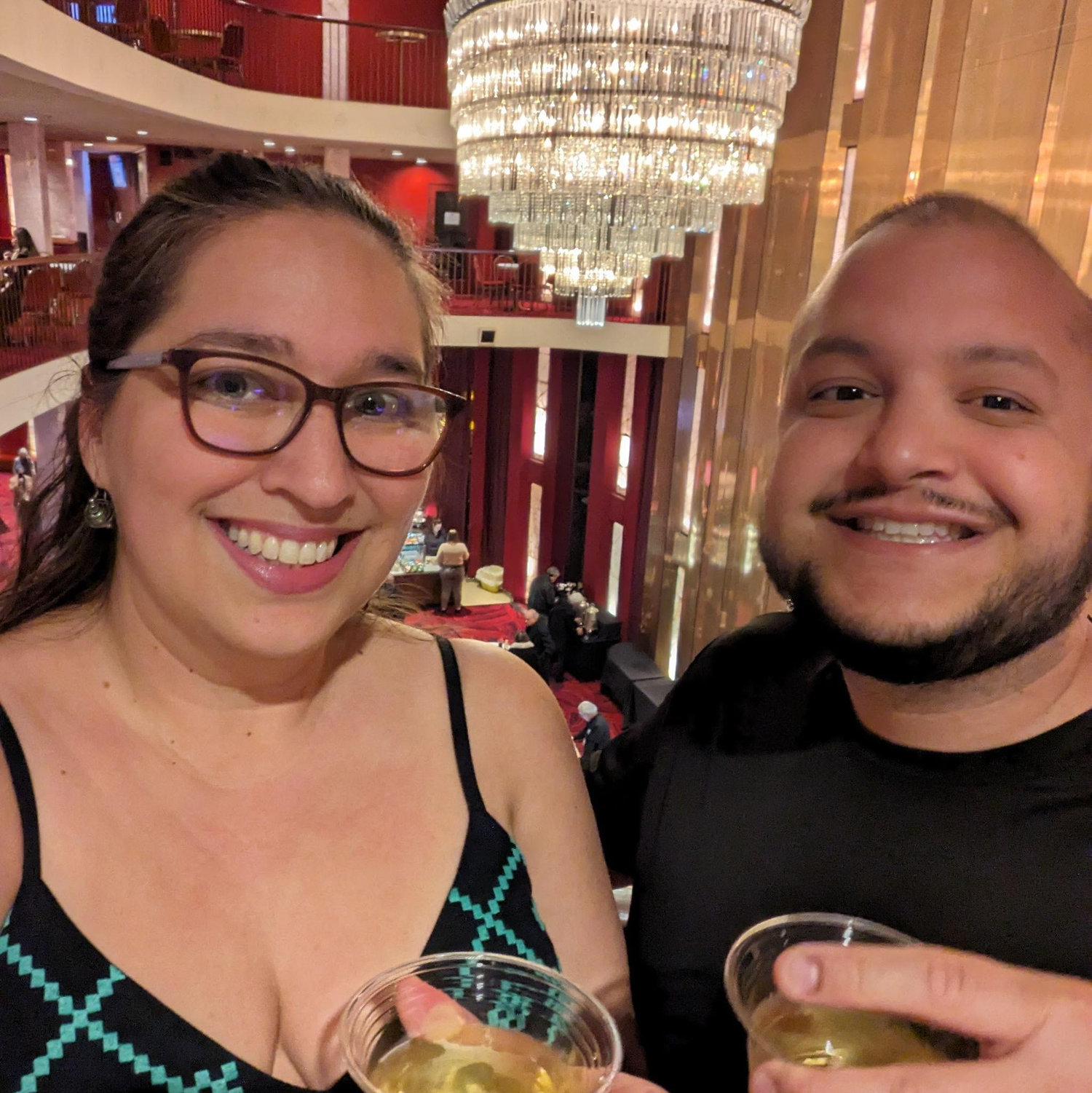One of many obligatory pictures of the chandelier at the civic. Whether we are here for a play, opera, or whatever else we try to grab our selfy.