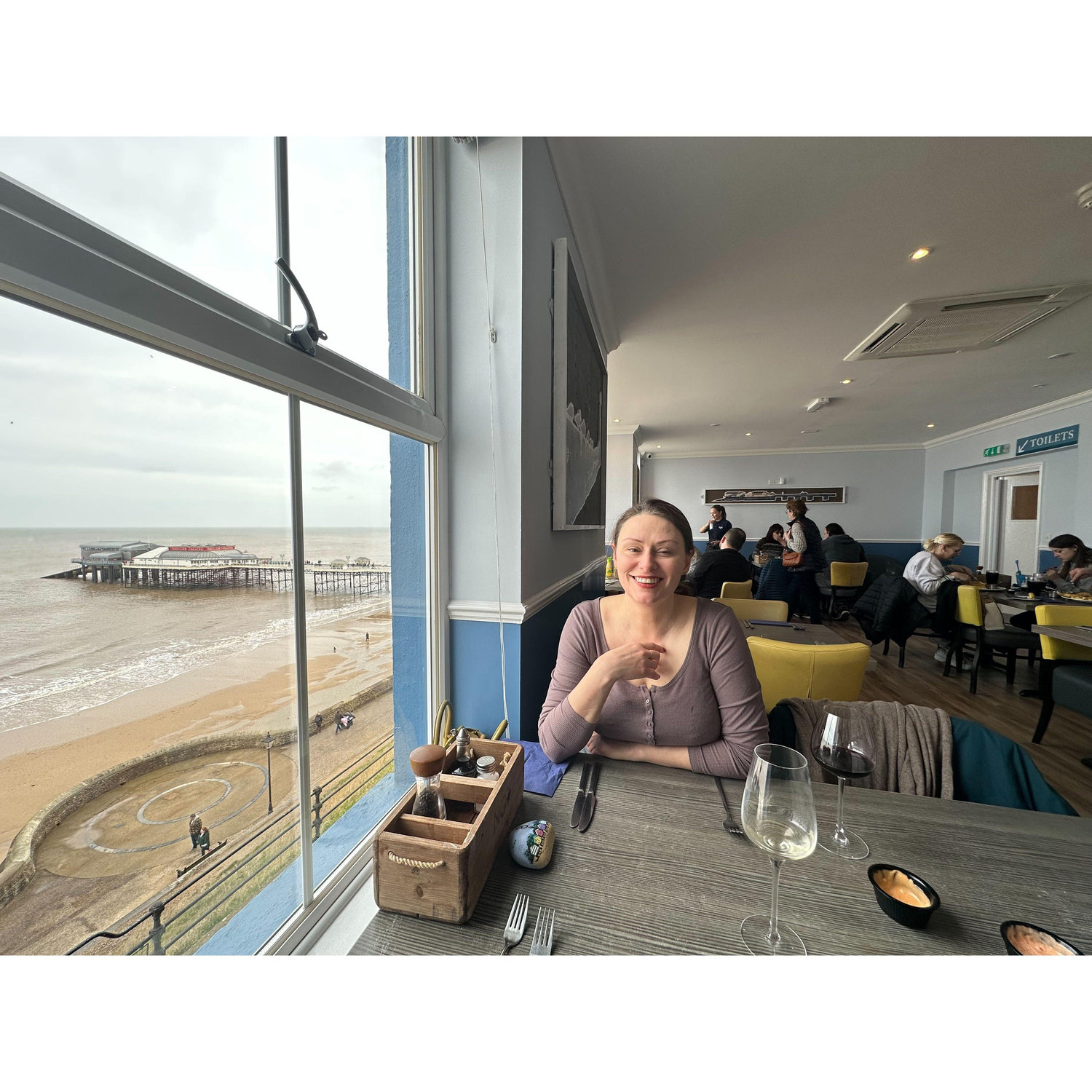 In our favourite restaurant in Upstairs at Cromer no1.