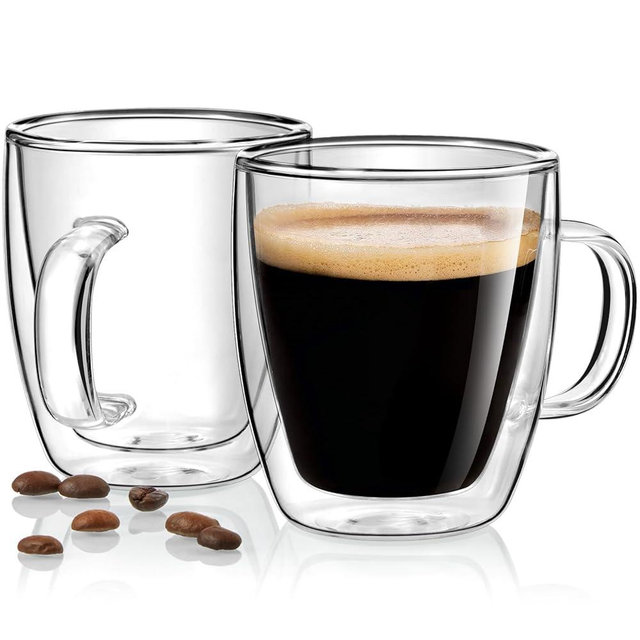 Bivvclaz Espresso Cups Set of 2, 5.5 Ounces Double Wall Glass Espresso Cups, Insulated Espresso Shots Cup, Clear Espresso Shot Glass for Espresso Accessories, Suit for Espresso Machine