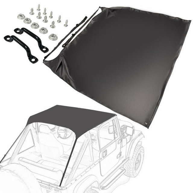 DCOMA Traditional Bikini Top for Jeep '76-86 CJ7 / '81-85 Scrambler CJ8 / '87-91 Wrangler YJ - Black Crush, Upgraded Stainless Steel Hardware & Heavy-Duty Fabric (8% Heavier Than Other), Tough Stitch