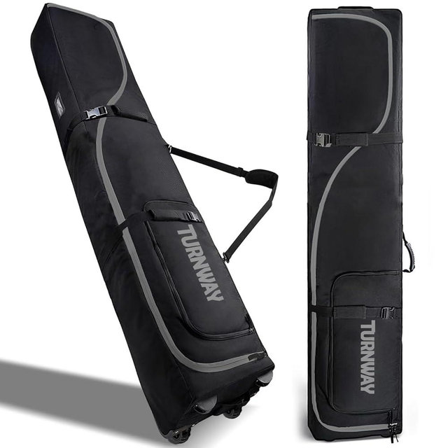 TurnWay Premium Padded Snowboard/Ski Bag with Wheels for Air Travel, Double Rolling Ski Bag Heavy Duty Waterproof Boot Bag Fit 2 Sets Skis/Single Snowboard Up to 190 CM