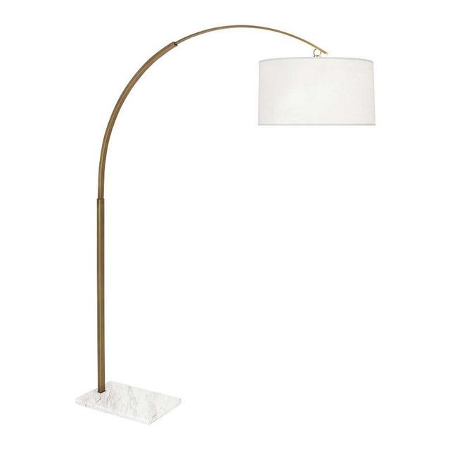 Moore Marble Floor Lamp, Warm Brass and White Marble