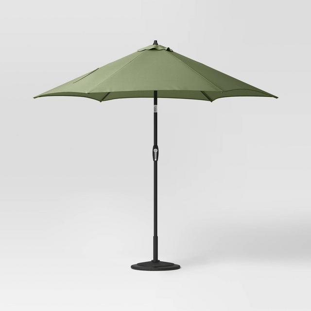 9' Round Outdoor Patio Market Umbrella Basil with Black Pole - Threshold™