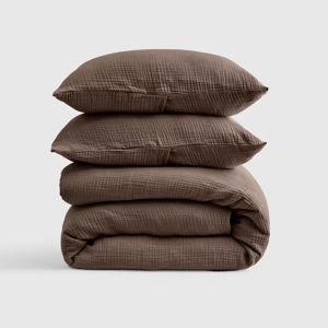 Organic Airy Gauze Duvet Cover Set | Chocolate