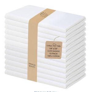 Urban Villa Cloth Napkins White Dinner Napkins Set of 12 (18X18 Inches) 100% Cotton Absorbent Washable Durable Reusable Ideal for Hotel Collection Farmhouse Party Thanksgiving Fall Dinner Napkins
