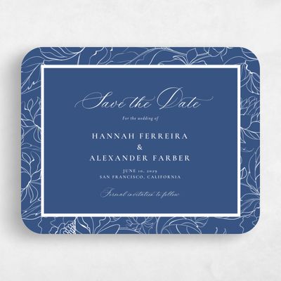 Blue Rounded Wedding Save the Date - Bella Landscape
