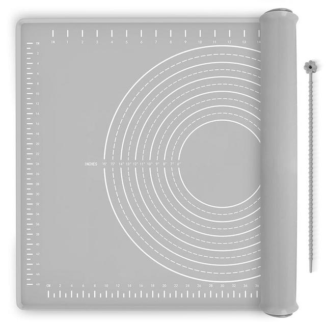 Silicone Baking Mat 32" x 24", Extra Thick Dough Rolling Mat with Measurements and Edge Heightening, Non-stick Food Grade Silicone Pastry Mat for for Pastry, Bread, Cookies, Pizza, Fondant, Pasta