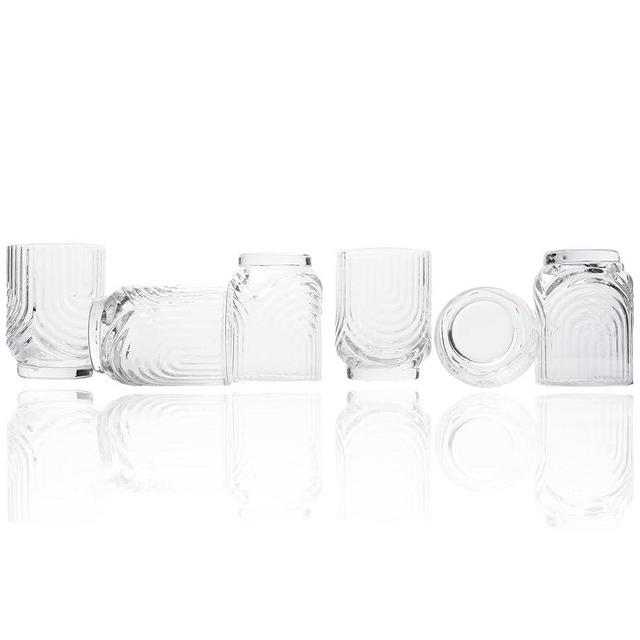 Mixer's Mark Handmade Art Deco Shot Glasses Set of 6 - Vintage Fancy Shot Glass Set in a Gift-Ready Box - Display-Worthy 1.5 Oz Shot Glasses Hand Blown from Premium Glass - Clear, Arch Design