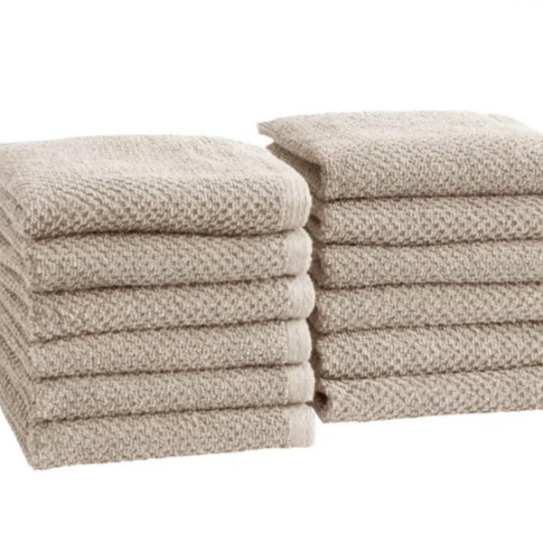 100% Cotton Textured 12 Pack Washcloth Set