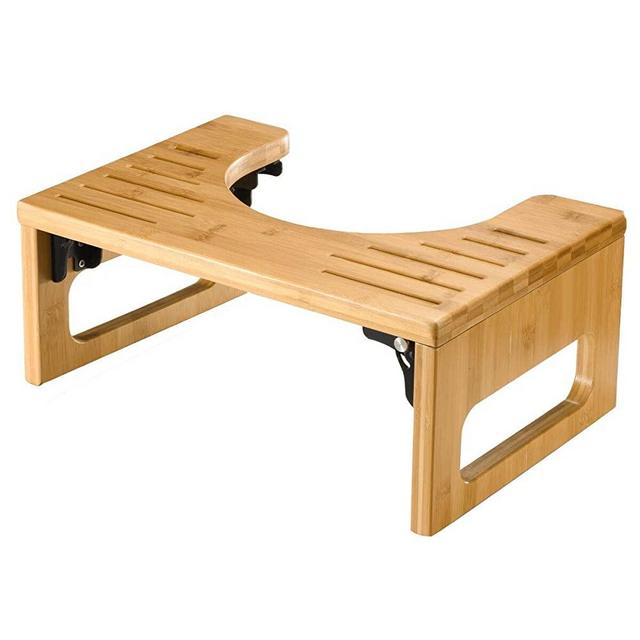 DadyMart Bamboo Squatting Toilet Stool, 7 Inch Collapsible Toilet Potty Stool for Bathroom Squatting Urinal, Natural Color