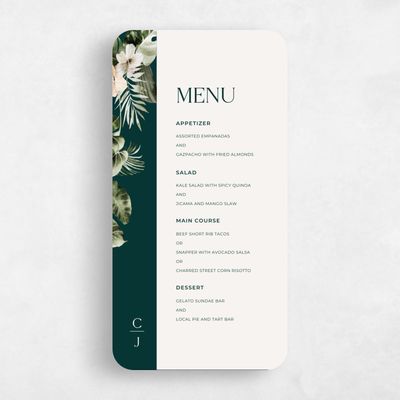 Green Rounded Wedding Menu - Katmai