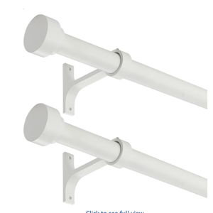 2 Pack Heavy Duty 1 Inch Diameter Single Curtain Rods 72-144” Adjustable Window Curtain Rod with Cylindrical Cap Finials, Wall Mount and Ceiling Mount, Matte White