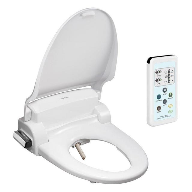 SmartBidet SB-1000 Electric Bidet for Toilets with Remote Control Electronic Heated Toilet Seat with Warm Air Dryer & Temperature Controlled Wash Functions, White-Made in Korea