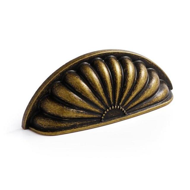 JIASENBAO Antique Brass Cabinet Cup Pulls 3" Hole Center 5 Pack Vintage Drawer Pulls Kitchen Hardware Cabinet Handles Dresser Handles Knobs